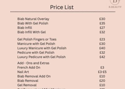 B.Beauty Nails Price List