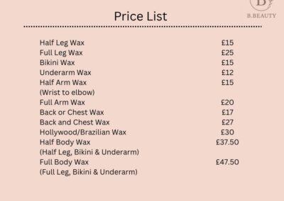 B.Beauty Wax Price List